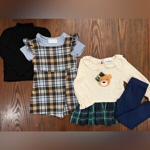 2T Rare Editions and Diva Girl Toddler Holiday plaid outfits with Gb turtleneck